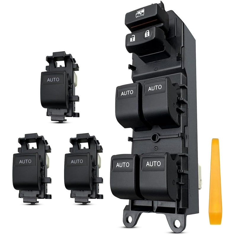 BELGEMAY White Backlit Window Switch Set for 2008-2013 Toyota Highlander (OE#84820-33251) - Master+3 Passenger with Auto Up/Down & Tools - Image 1